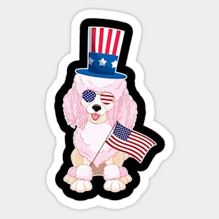 Poodles Uncle Sam Hat Sunglasses Usa Flag 4th Of July Sticker